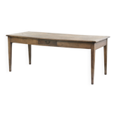 Table à manger en chêne français ancien pour 6 à 8 personnes avec un tiroir à baguette.