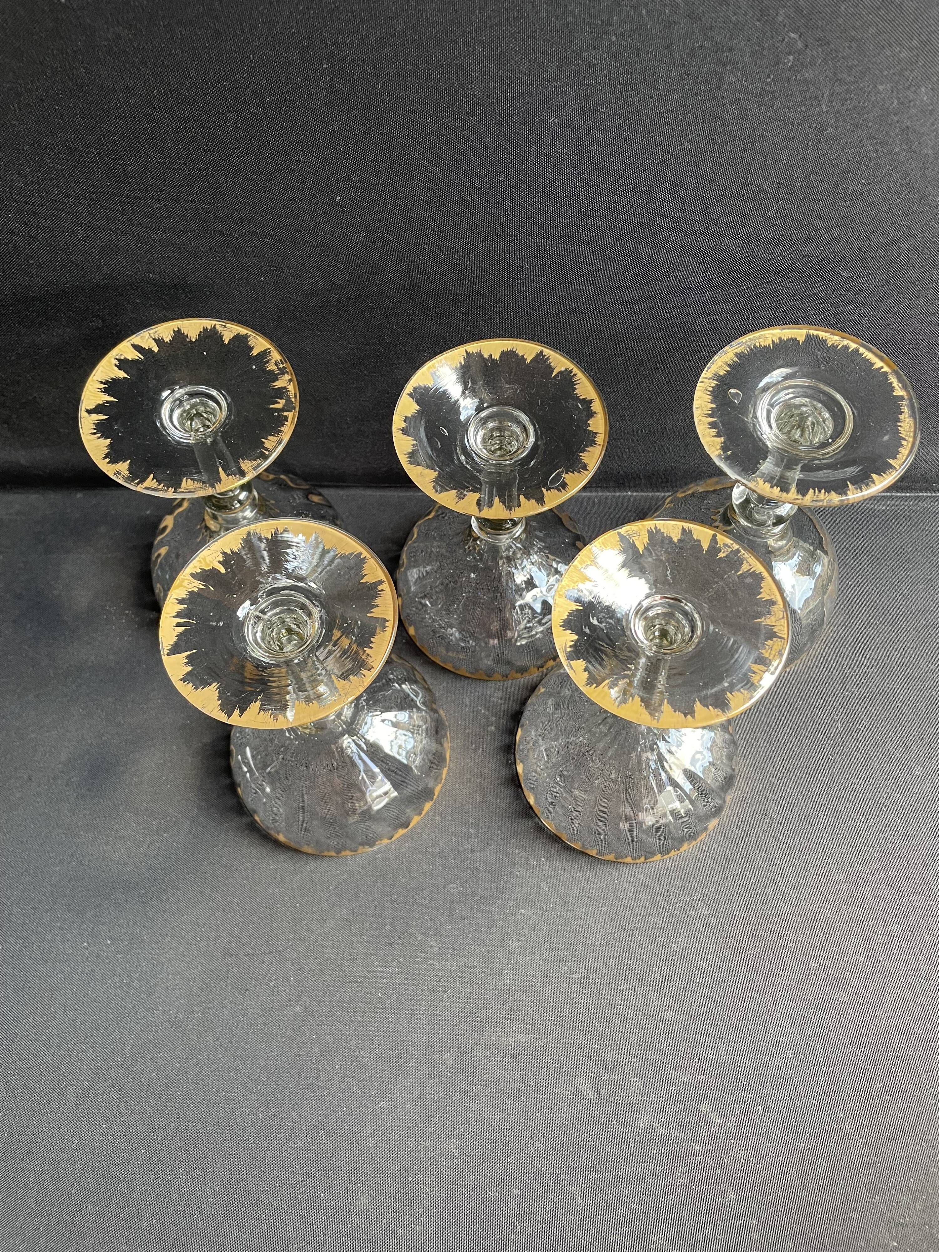 5 Gold Putoisé Champagne Glasses – Legras Pierrefonds 19th Century Service