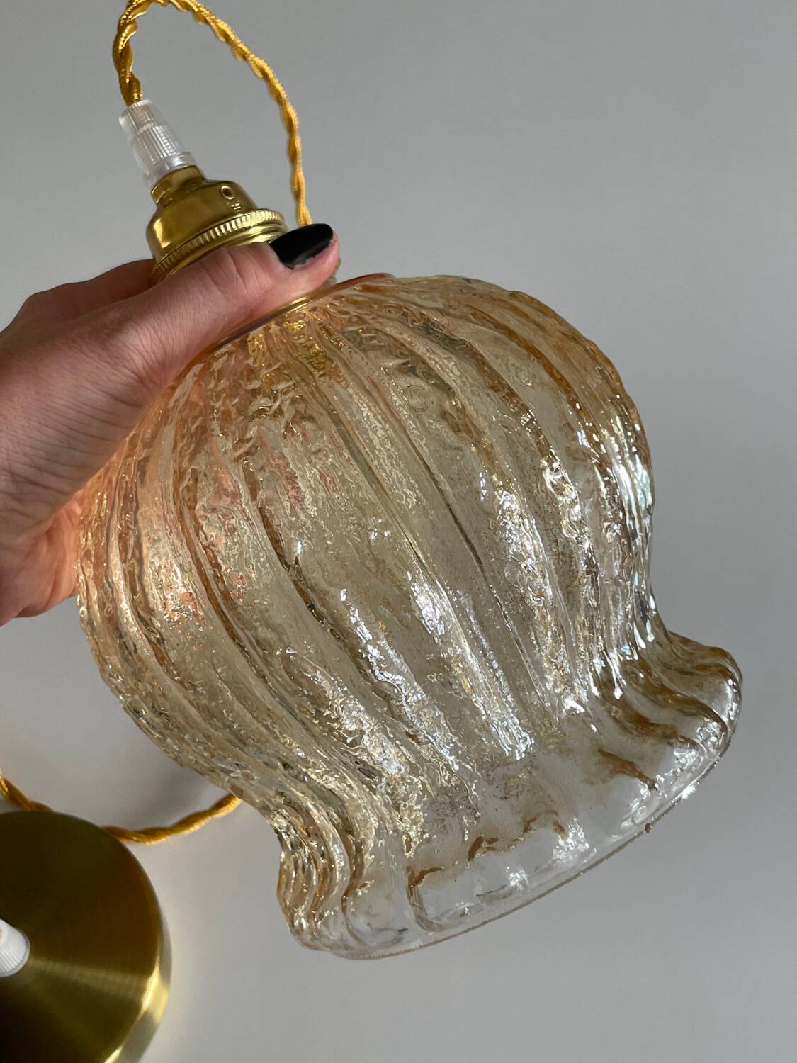 Ceiling suspension globe tulip amber glass