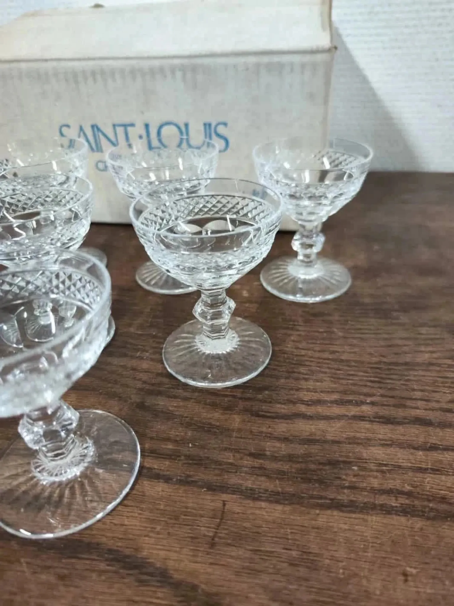 6 crystal digestif glasses from Saint Louis Trianon.