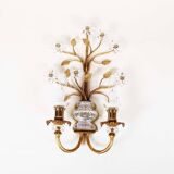 Monumental Bagues style crystal and gilt sconces by Banci Firenze