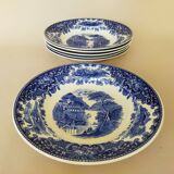 Assiettes creuses Royal Sphinx Maestricht P. Regout "Cambridge Old England" bleu & blanc