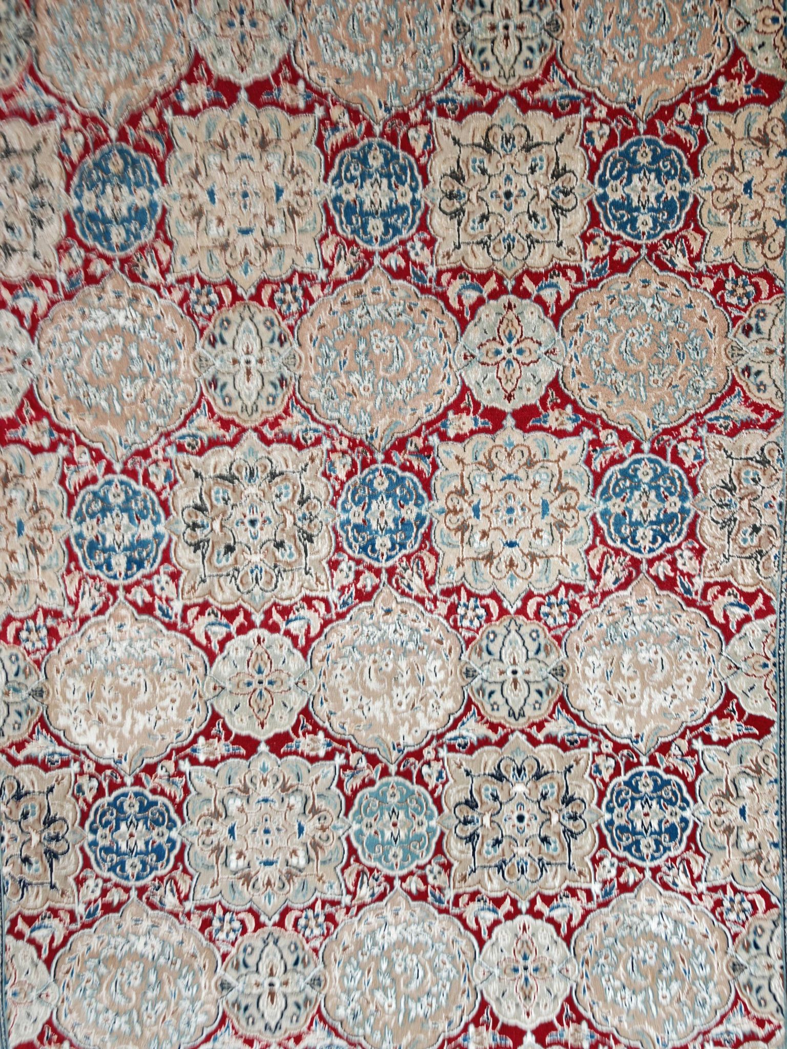 Tapis vintage noué main en laine vierge et soie, années 1960