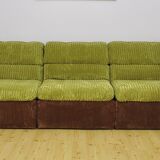 Green and brown corduroy modular sofa, 1970s.
