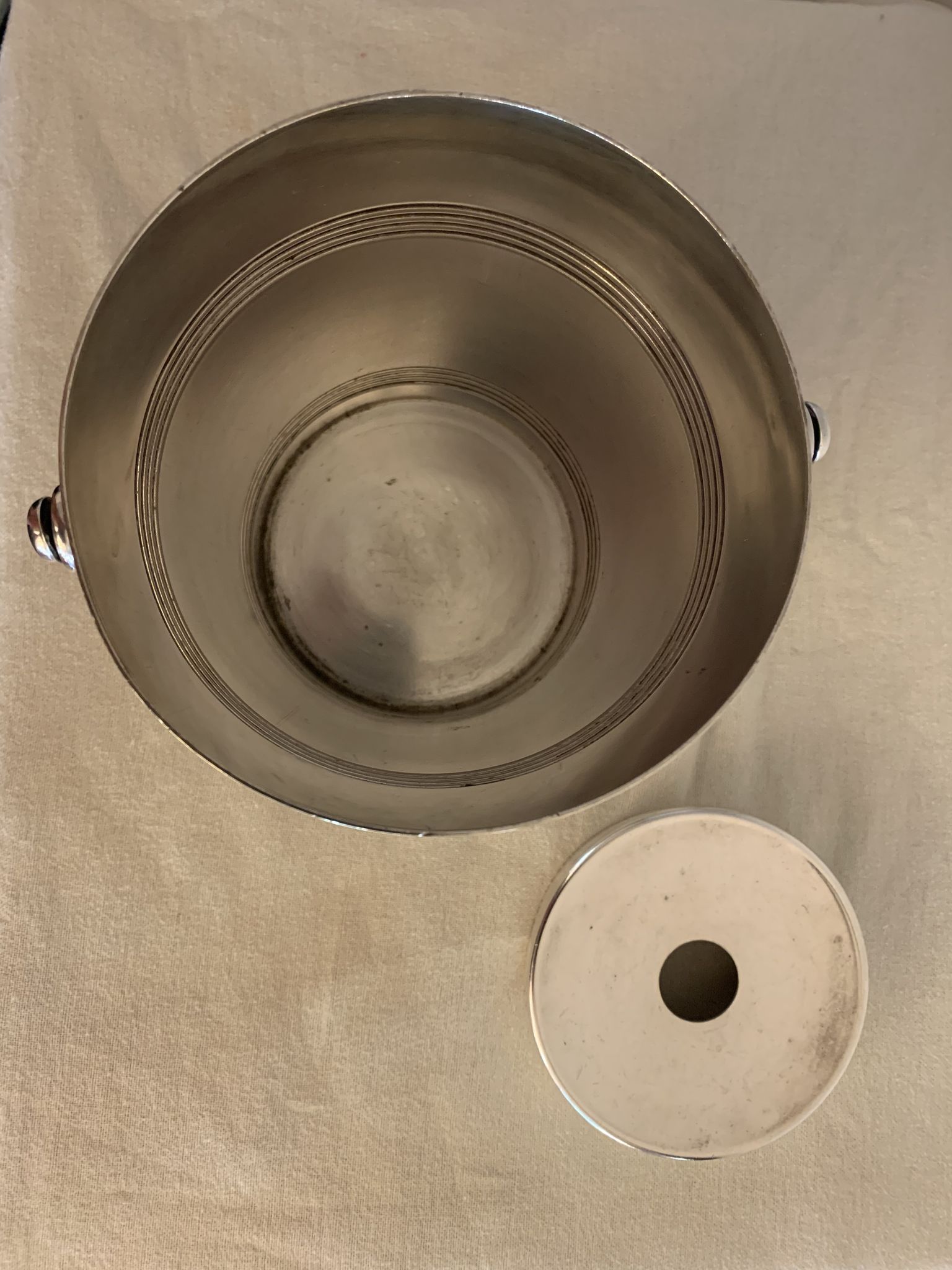 Pair of luc Lanel Christofle Gallia silver metal ice buckets 1940