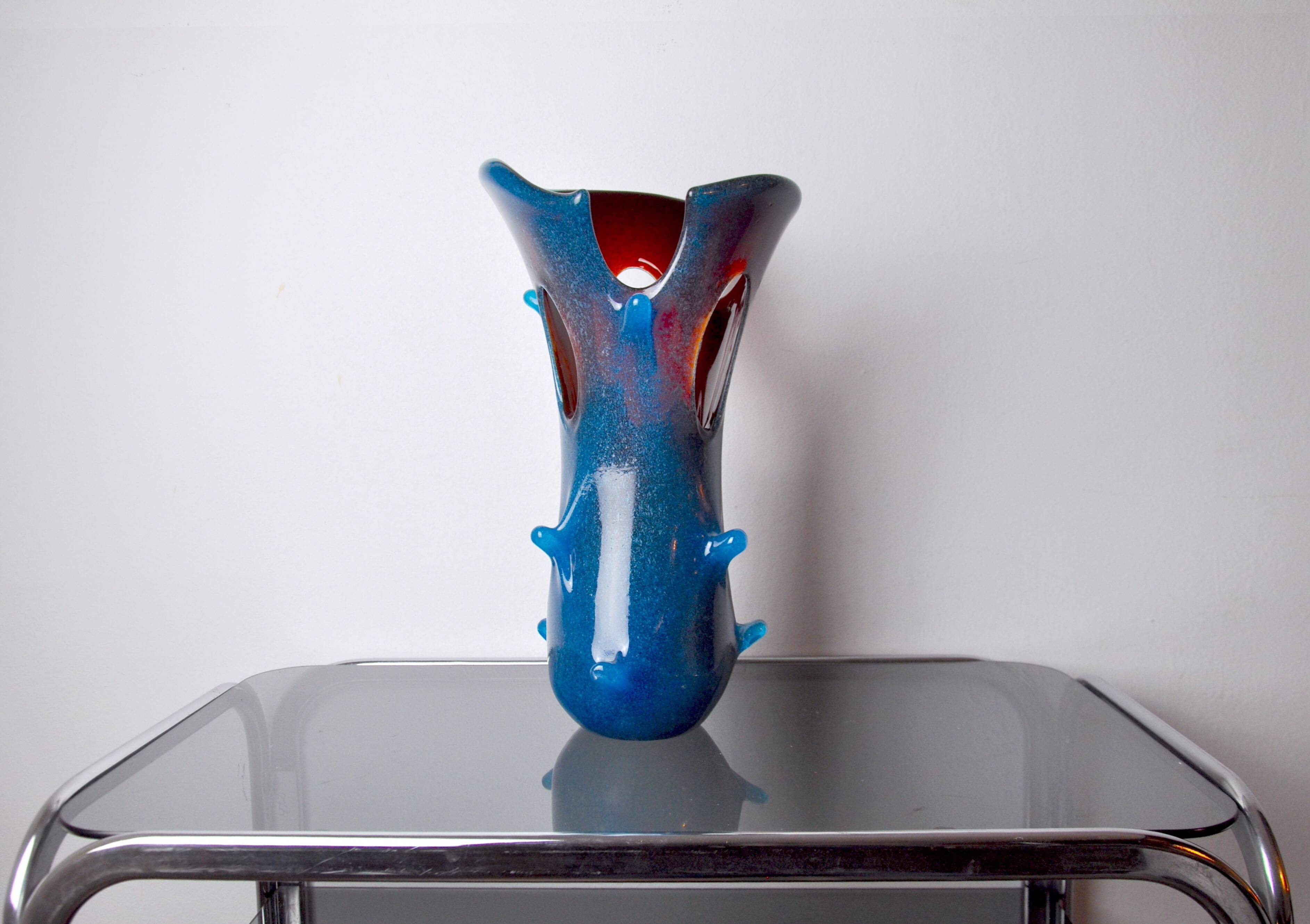 Sommerso vase by seguso in two-tone murano glass, Italy, 1970