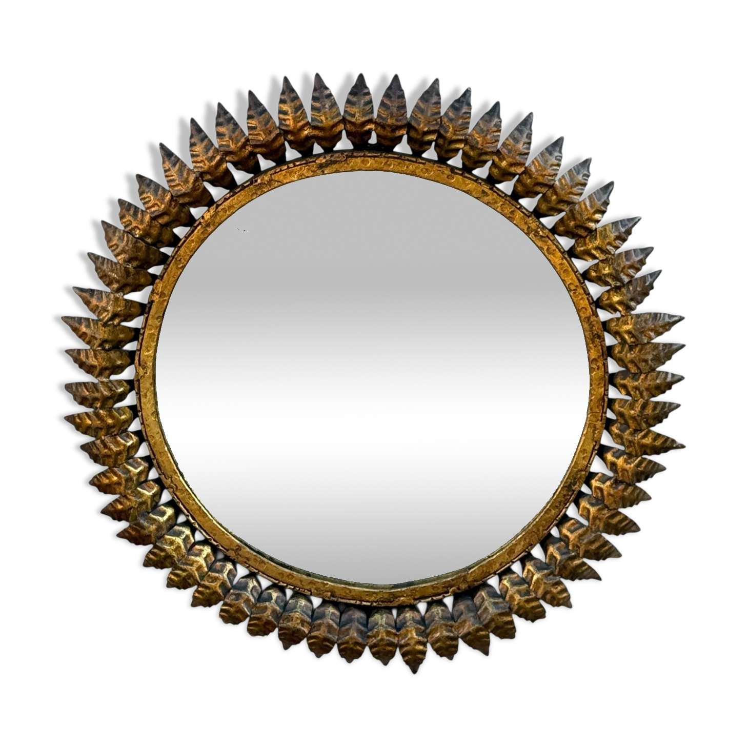 1950s Italian wrought iron sun mirror