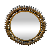 1950s Italian wrought iron sun mirror