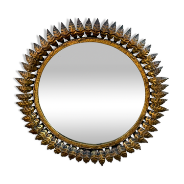 Miroir Soleil en fer forgé des années 50 Italie