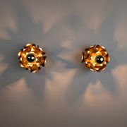 Pair of floral gilt metal wall sconces, Hans Kögl, 1970s