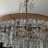 Old brass chandelier and crystal grapevines