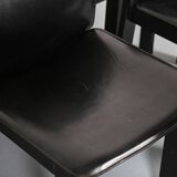 Lot de 6 chaises de salle à manger en bois et cuir noir