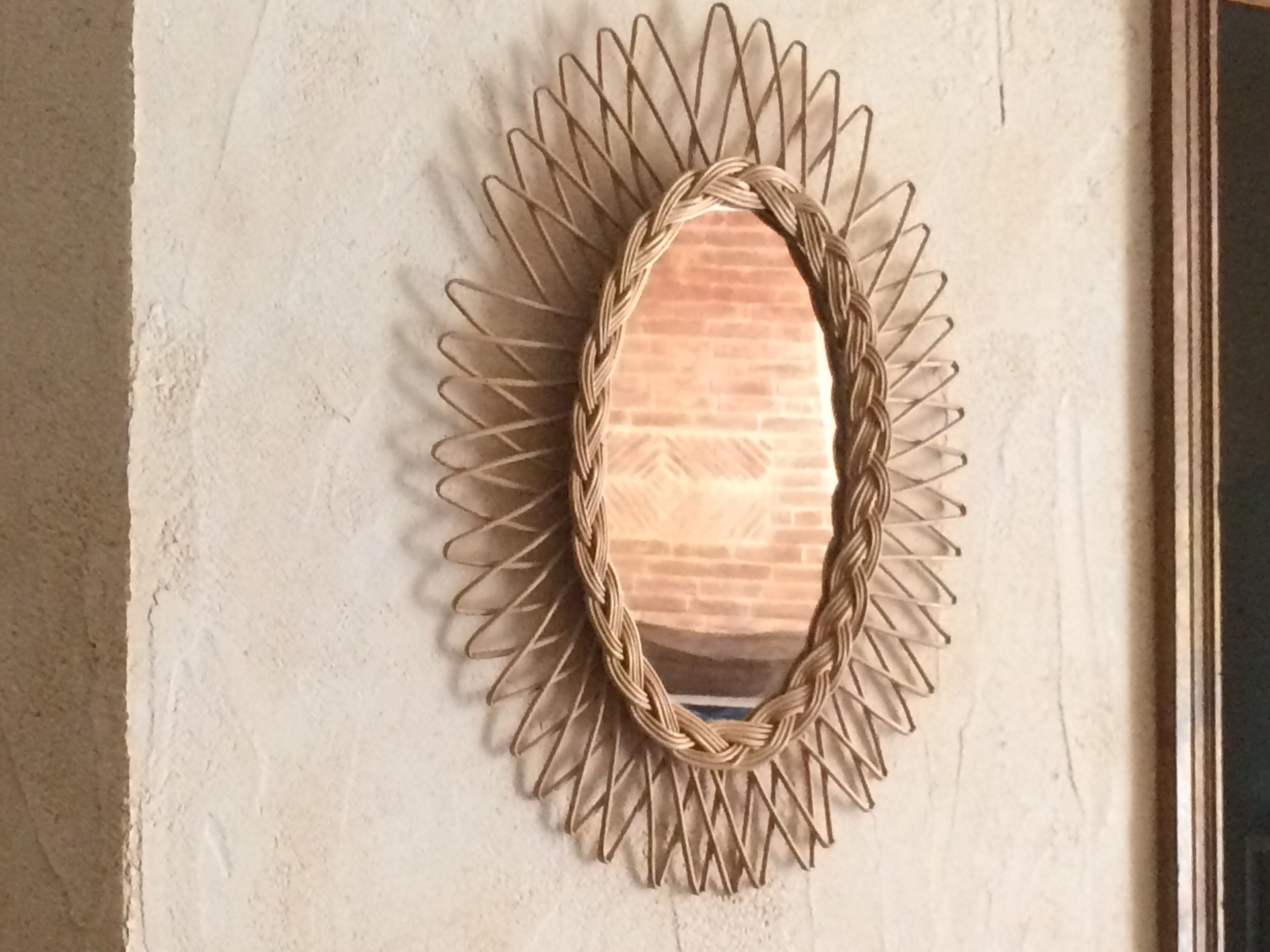 Oval sun rattan mirror 38x52cm