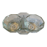Retro salt and pepper shaker set, made of molded glass