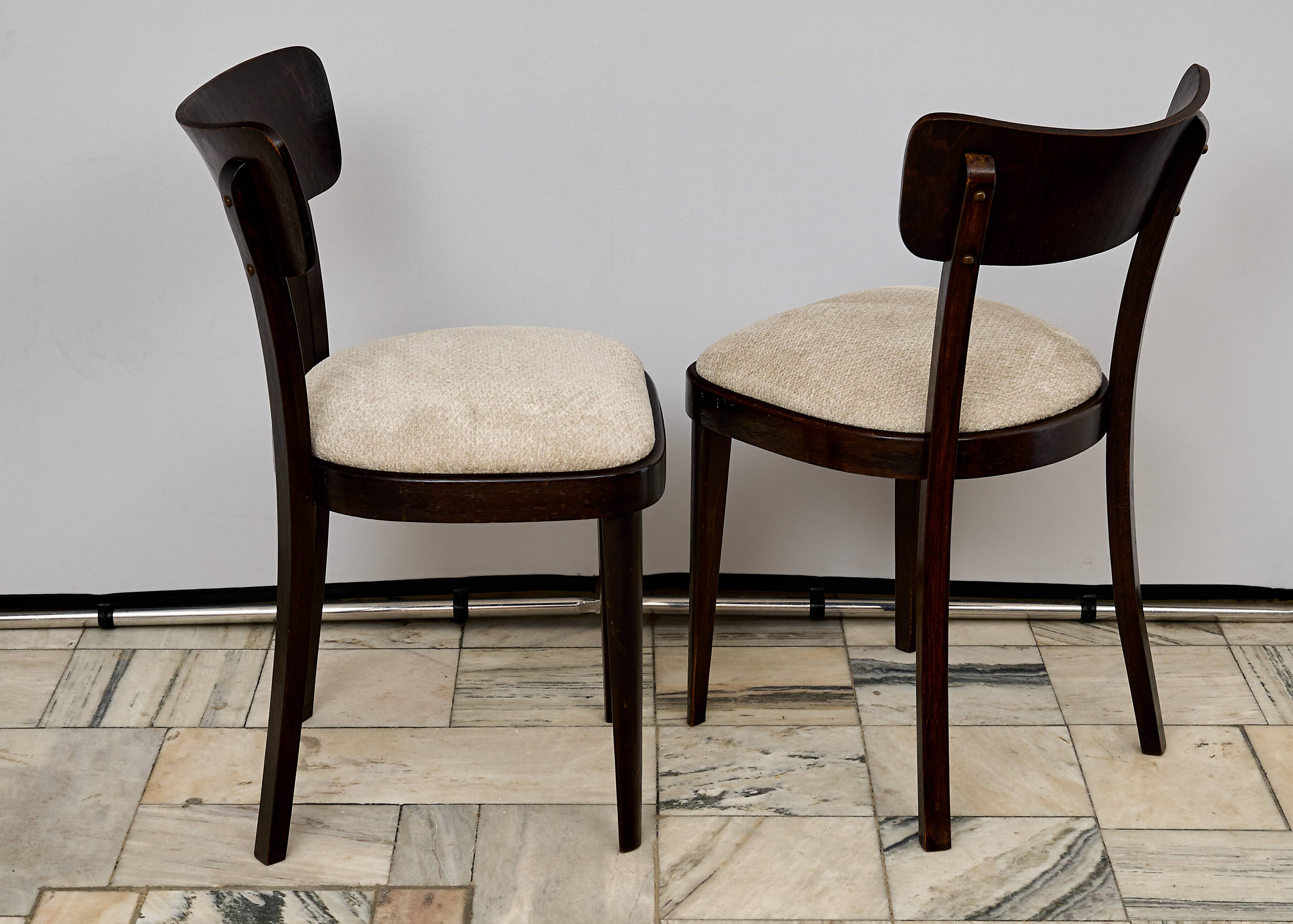 Ensemble de quatre chaises TON Tchécoslovaquie années 1960