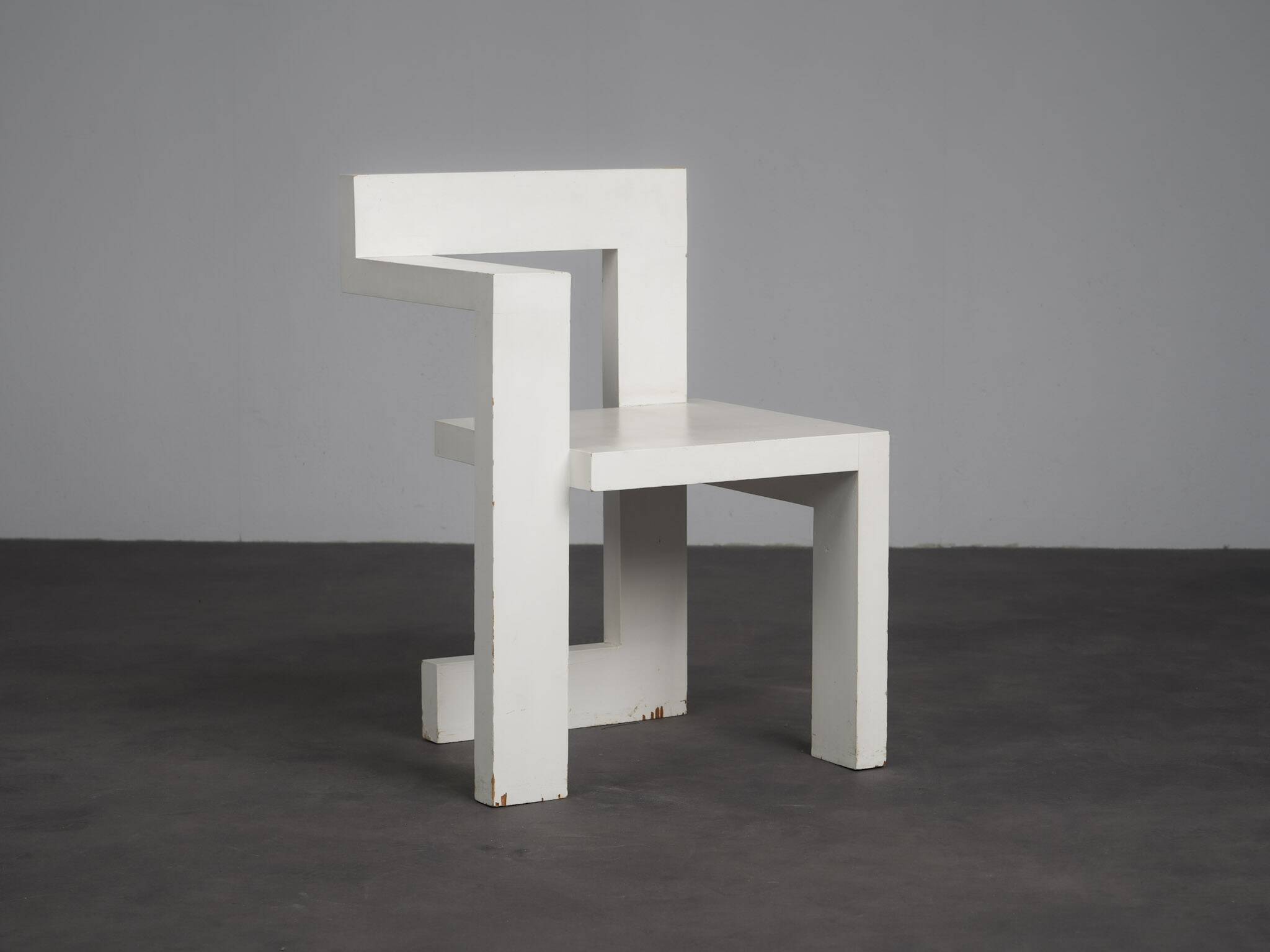 Asymmetrical modernist wooden chair, Netherlands, 1970s