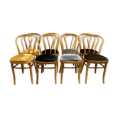 Ensemble de 8 chaises bistrot 1950