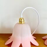 Set of 2 vintage pink tulip pendant lights