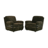 Pair of armchairs "Space Age", brown velvet and steel, France, circa 1970.