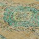 Vintage Turkish Carpet Floral Medallion Beige Green 280 x 166 cm