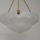Vintage French 1930s Art Deco Gometric White Glass Ceiling Light