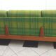 Green three seat sofa Teak frame
