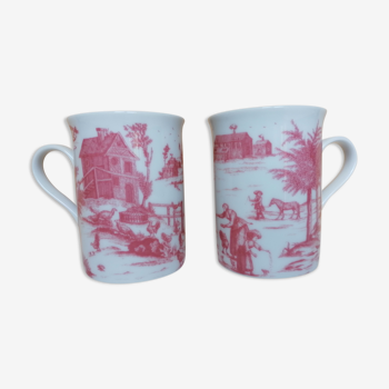 2 mugs motifs toile de Jouy