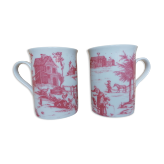 2 mugs motifs toile de Jouy