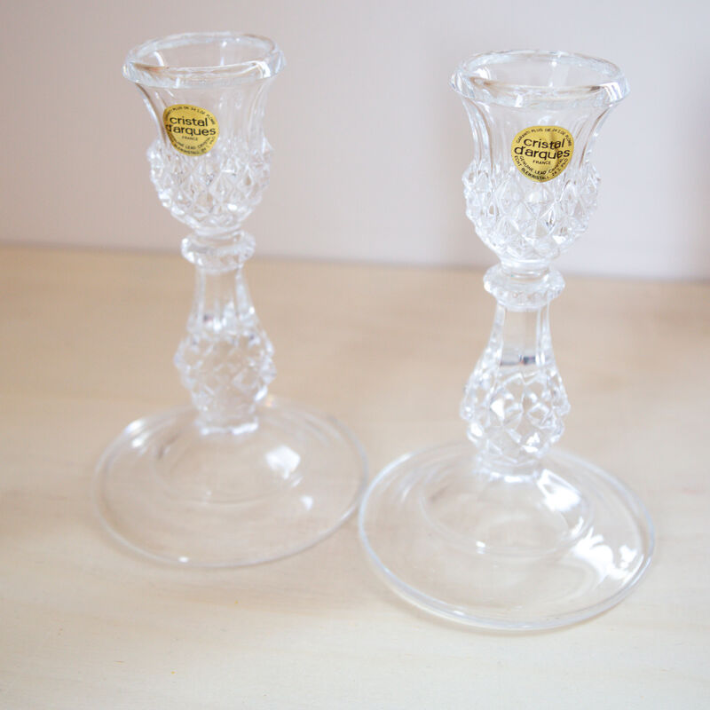 2 candle holders in arque crystal
