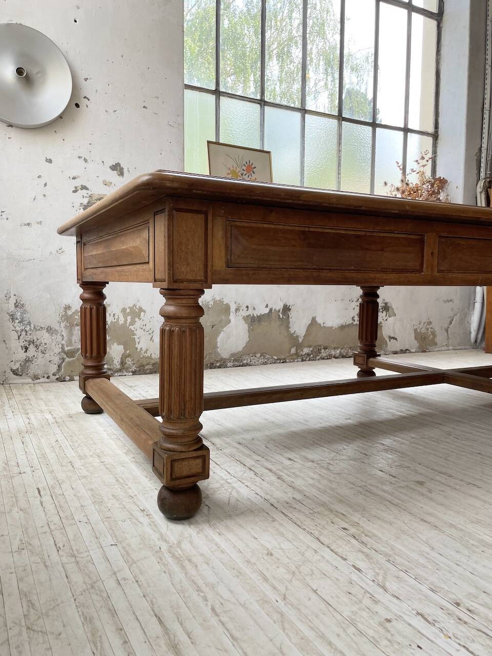 Solid walnut farmhouse castle table 1900 XXL