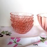 Rosaline service 5 cups and pink glass salad bowl
