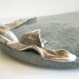 Oval top in marble and tin