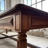 Solid walnut farmhouse castle table 1900 XXL