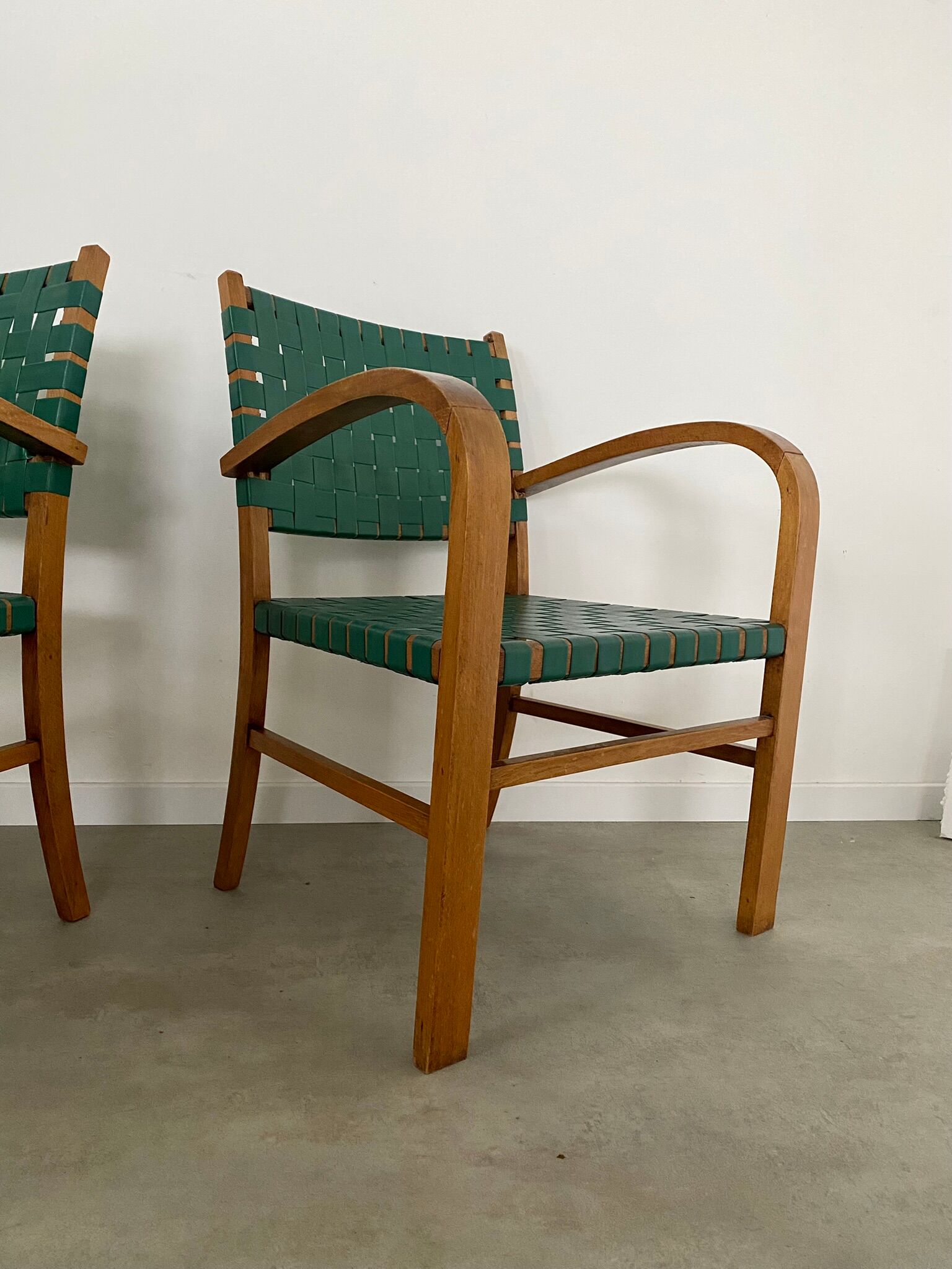 2 armchairs bridge vintage year 50 wood and vinyl