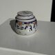 Small water butter dish in vintage earthenware with blue and orange floral patterns D10