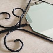Wall coat rack in wrought iron and mirror 1950