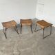 Set trois tabourets osier et métal Raoul Guys