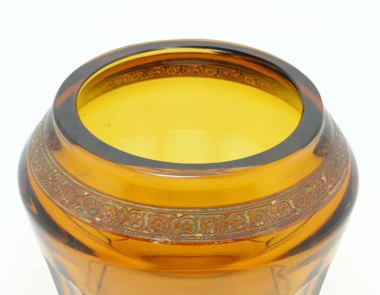 Art Deco vase, honey glass, Bohemia, Czechoslovakia, 1930s