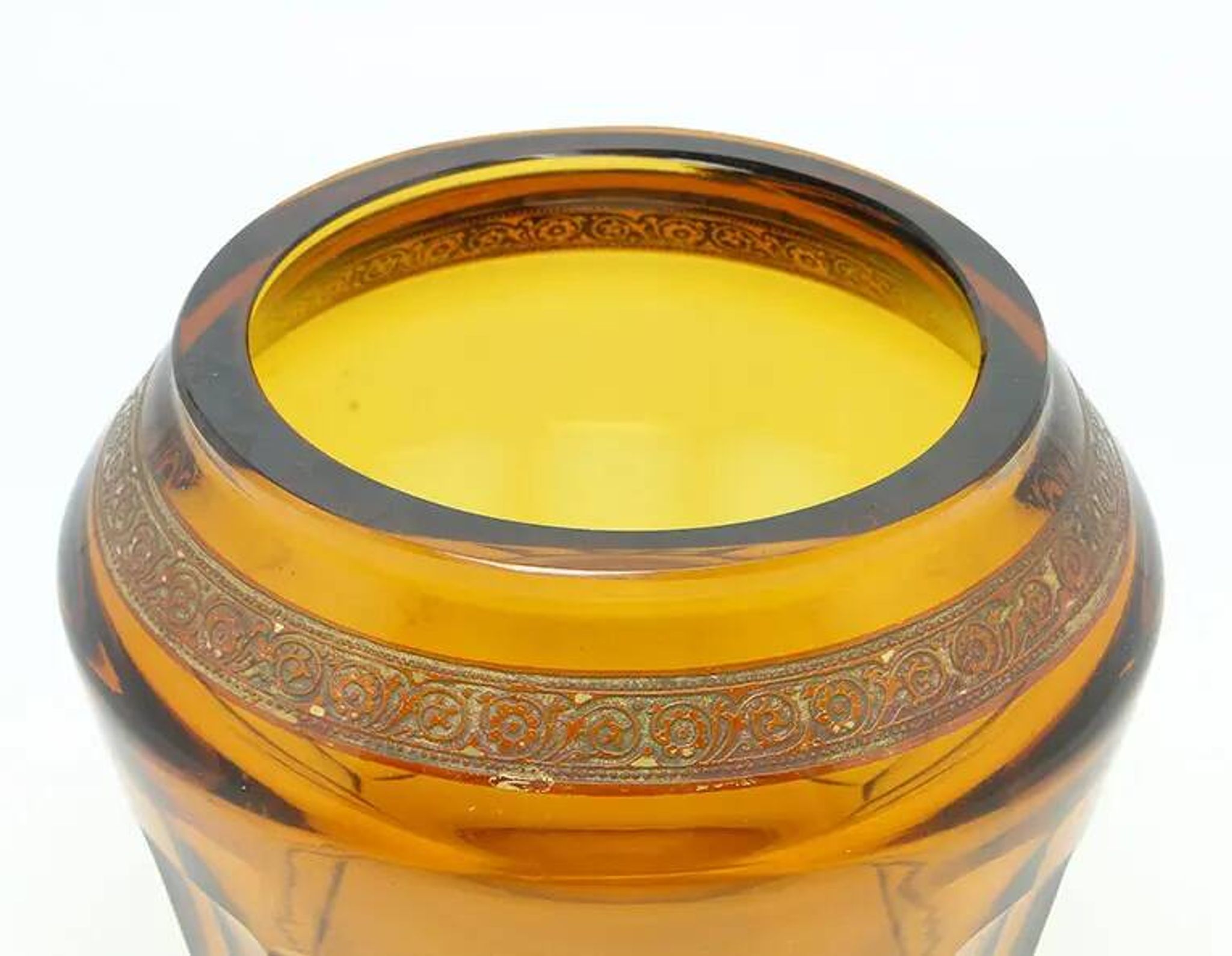 Art Deco vase, honey glass, Bohemia, Czechoslovakia, 1930s