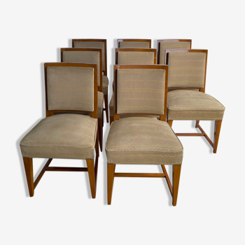 8 chaises néoclassiques des années 40 en merisier