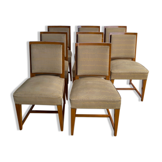 8 chaises néoclassiques des années 40 en merisier