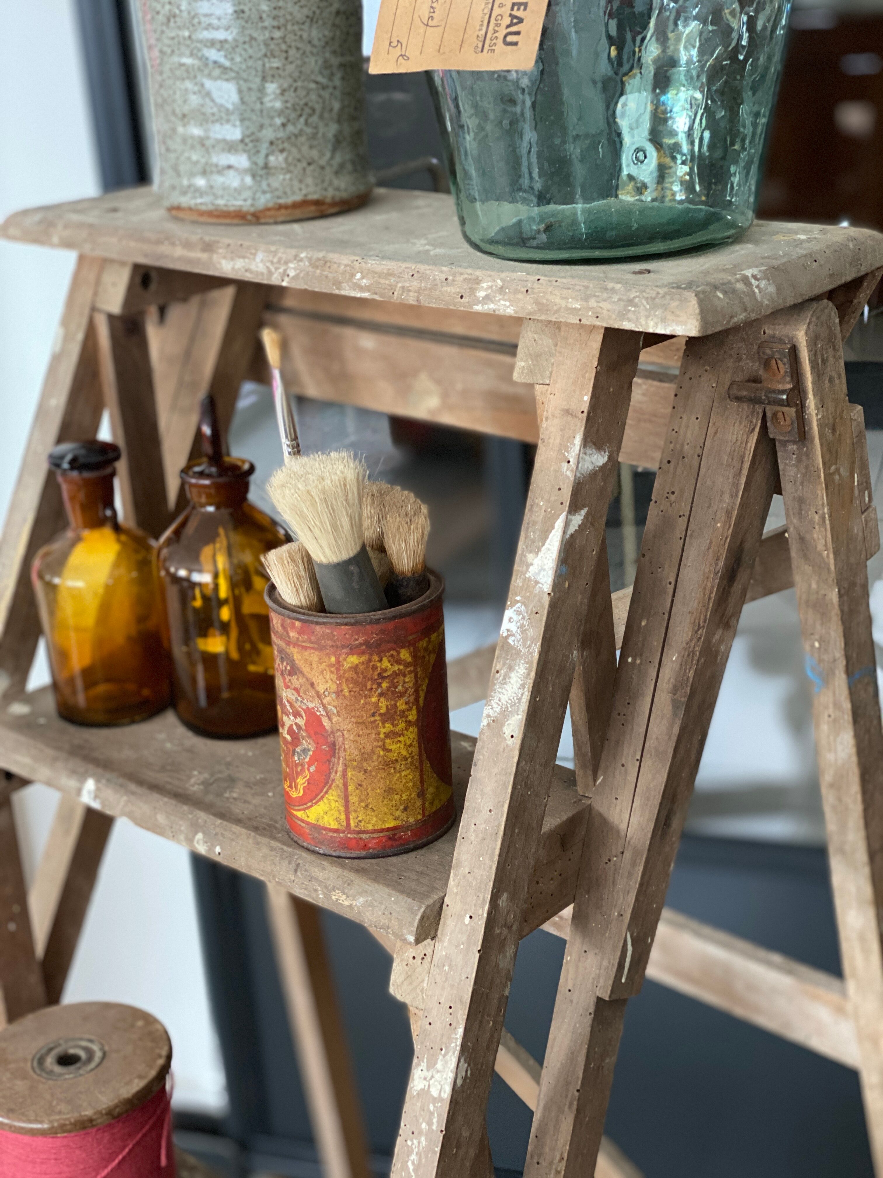 Vintage wood stepladder