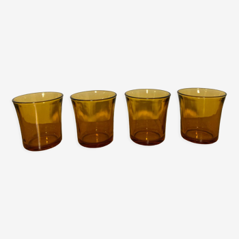 Set of 4 Duralex amber glasses