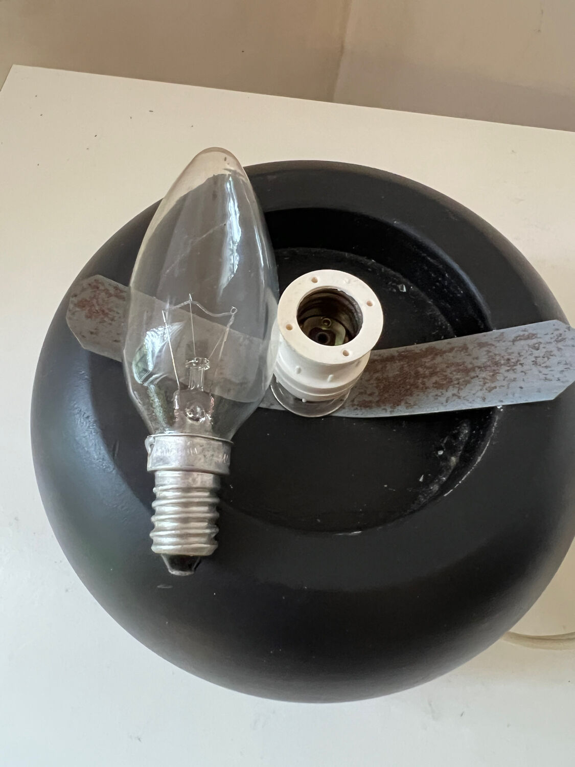 Vintage mushroom lamp, round globe, 1970s