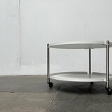 Minimalist Thrill metal coffee table or side table with wheels by Leitmotiv.