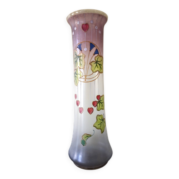Art Nouveau scroll vase in frosted glass