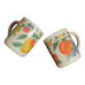 Duo de mugs vintage motifs fruits verger