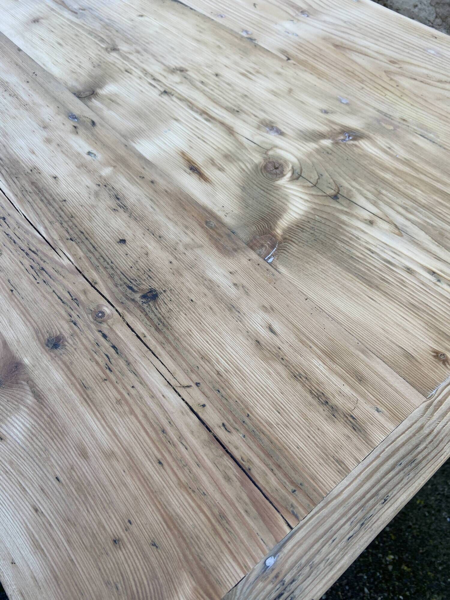 Incredible 400 cm farm table in fir 1900 brasserie natural raw wood