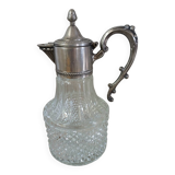 Antique pewter and glass carafe