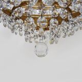 Grand et ancien lustre, plafonnier couronne en laiton, 7 étages, 6 feux